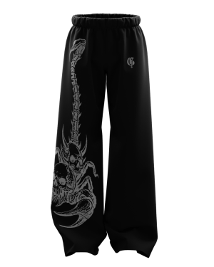 Skullpion Black Unisex Straight Fit Baggy Pants