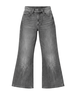 Smoke Grey Washed Baggy Bootcut Jeans