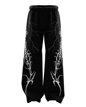 Typhoon Black Unisex Straight Fit Baggy Pants