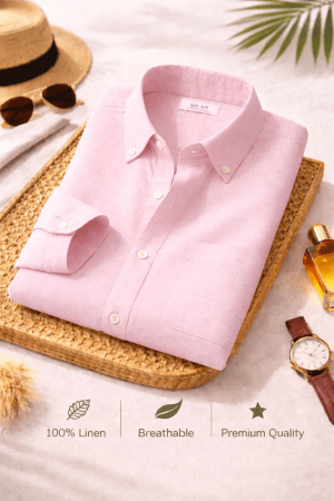 Baby Pink Premium Linen Shirt
